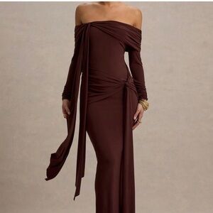 Club L London Jovie Dress Chocolate Brown Attire
